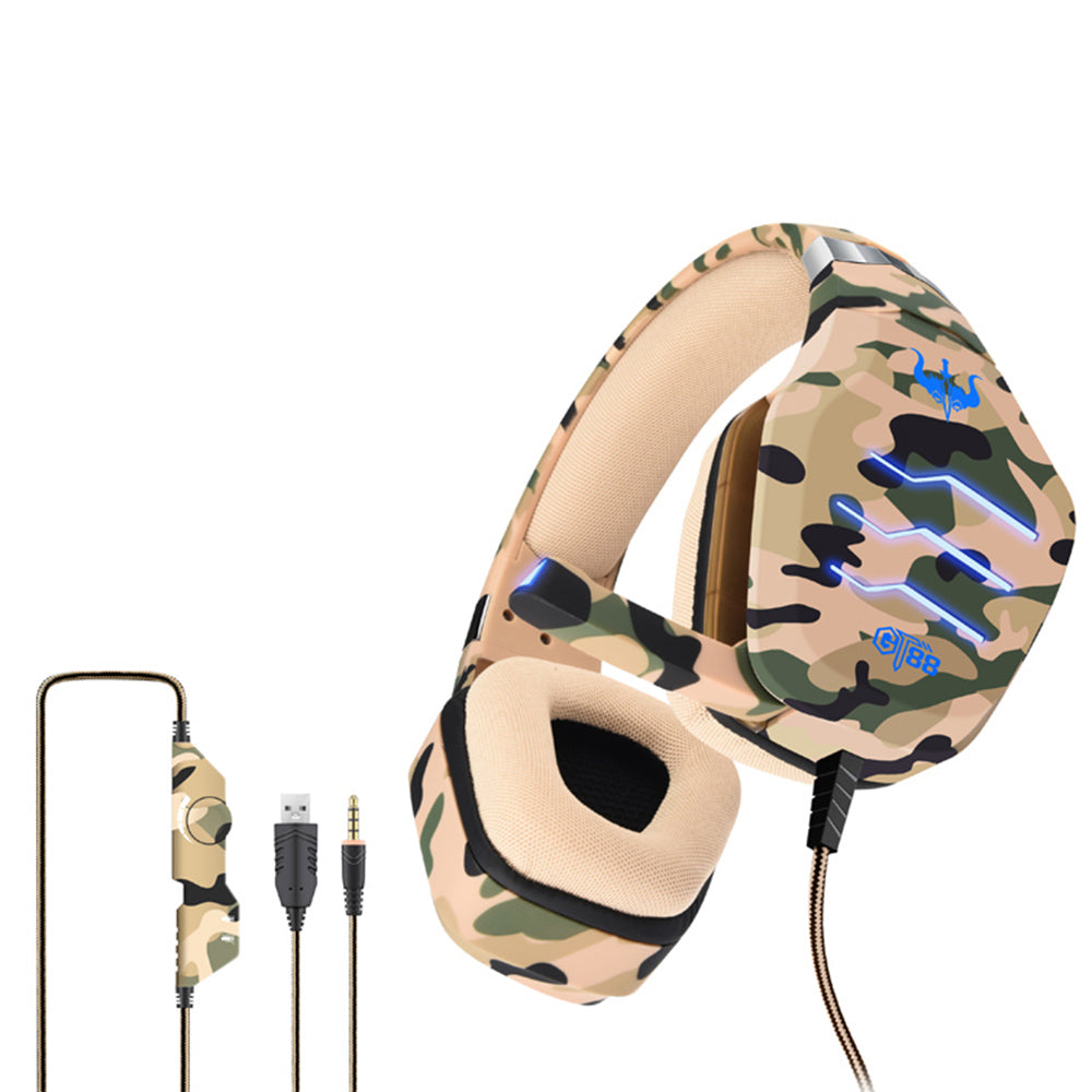 OVLENG GT88 USB+3.5mm Wired Over-Ear Gaming Headphone Camouflage Ergonomic E-sports Headset with LED Light OVLENG GT88 USB+3.5mm Wired Over-Ear Gaming Headphone Camouflage Ergonomic E-sports Headset with LED Light